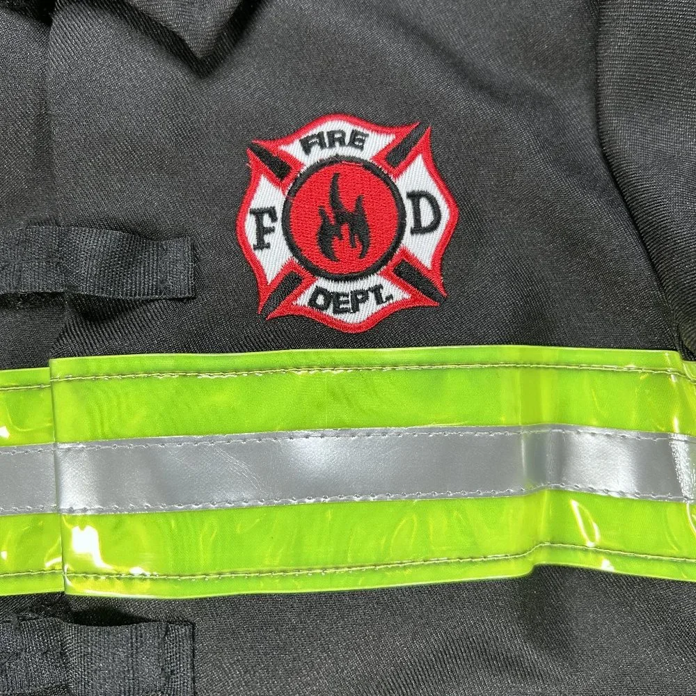 Amscan Kids Black Firefighter Costume with Lime Reflective Stripes - Picture 5 of 11